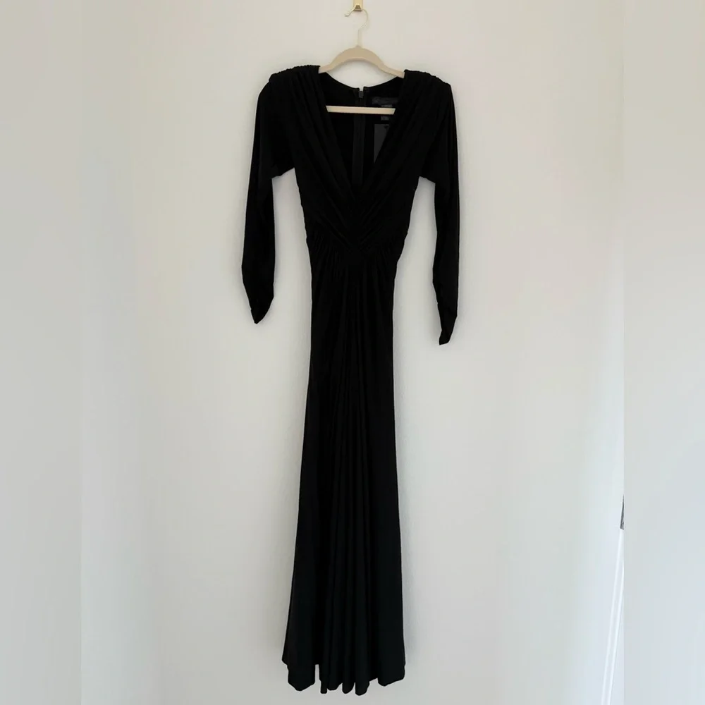 La Femme en Noir Art Deco Ruched Gown in Black - Picture 3 of 4